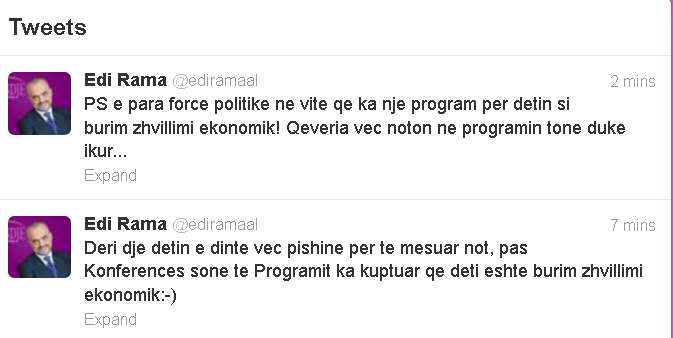 rama ne twitter per peshkimin 