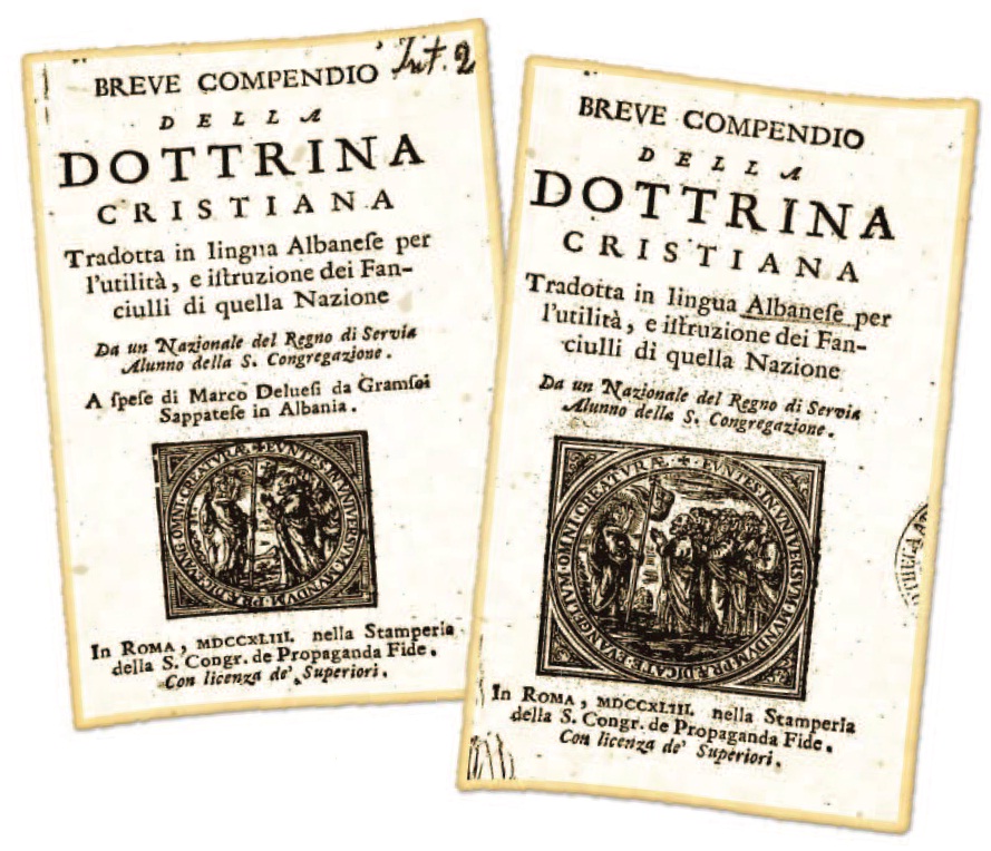 (Lart) Frontespici i ksombles se Kazazit ku është edhe teksti i tij autograf (djathtas) Ksombla e Kazazit nga BAV