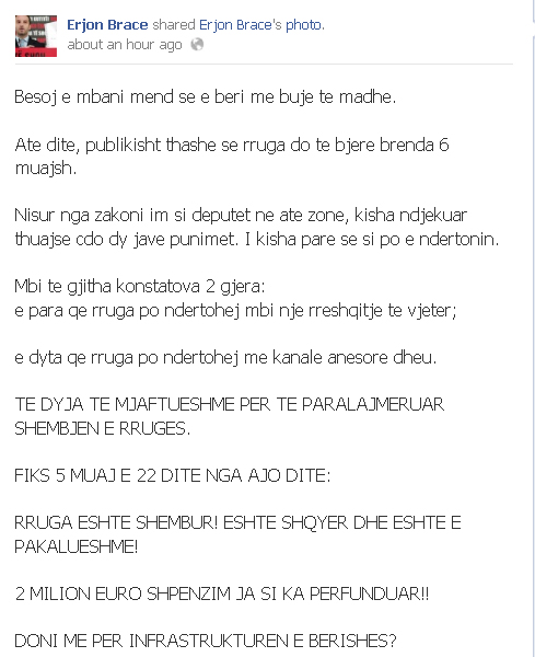 brace ne fb per rrugen