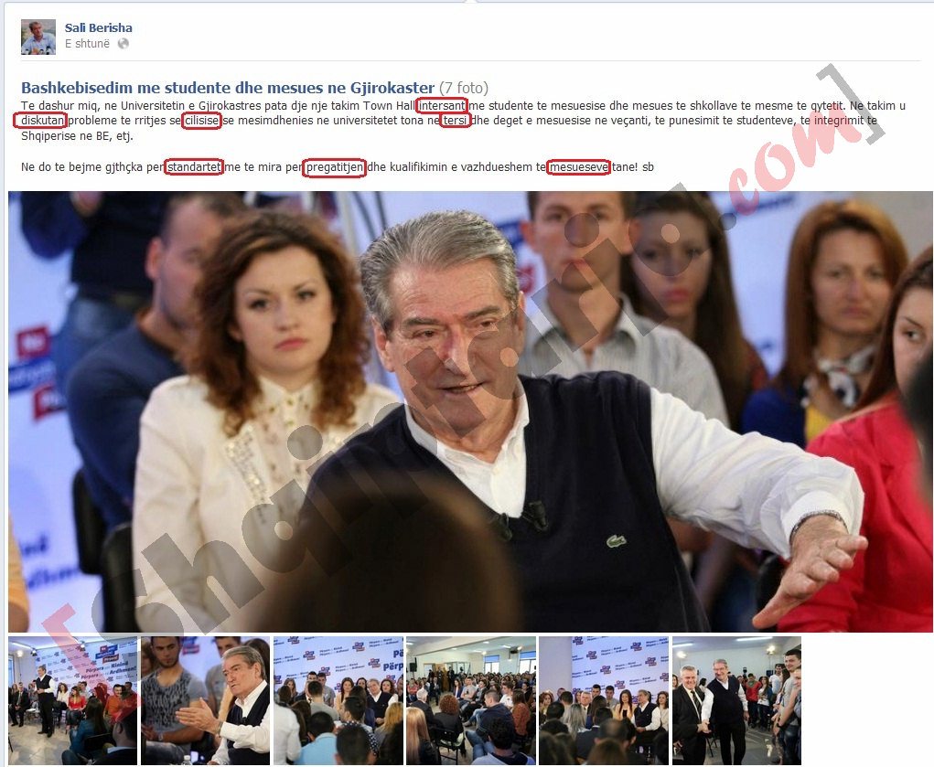 Berisha me gabime drejtshkrimore ne fb me logo