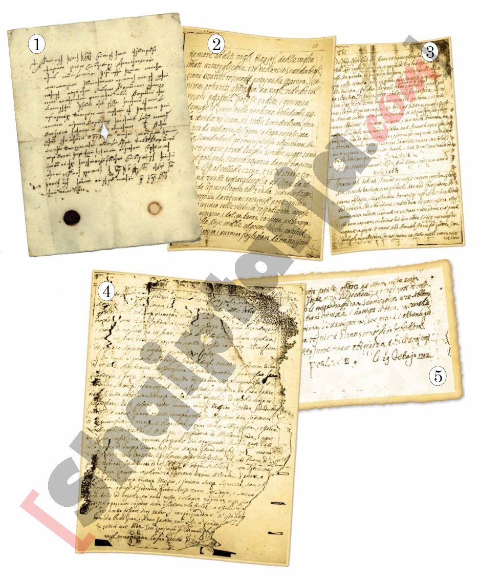 Dokumente dhe faqe të dorëshkrimit të At Mateo Zoriciq për Skënderbeun me logo