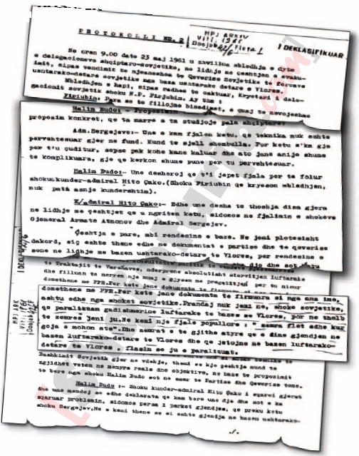 Faksimile e Mbledhjes së dytë mes delegacionit Shqiptar dhe atij sovjetik me logo