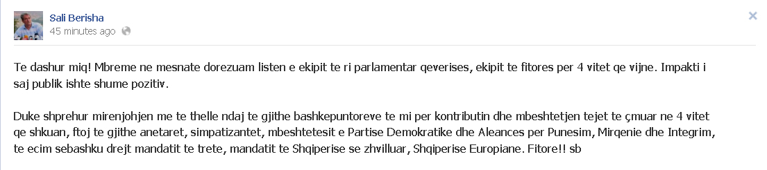 berisha ne facebook per listat 