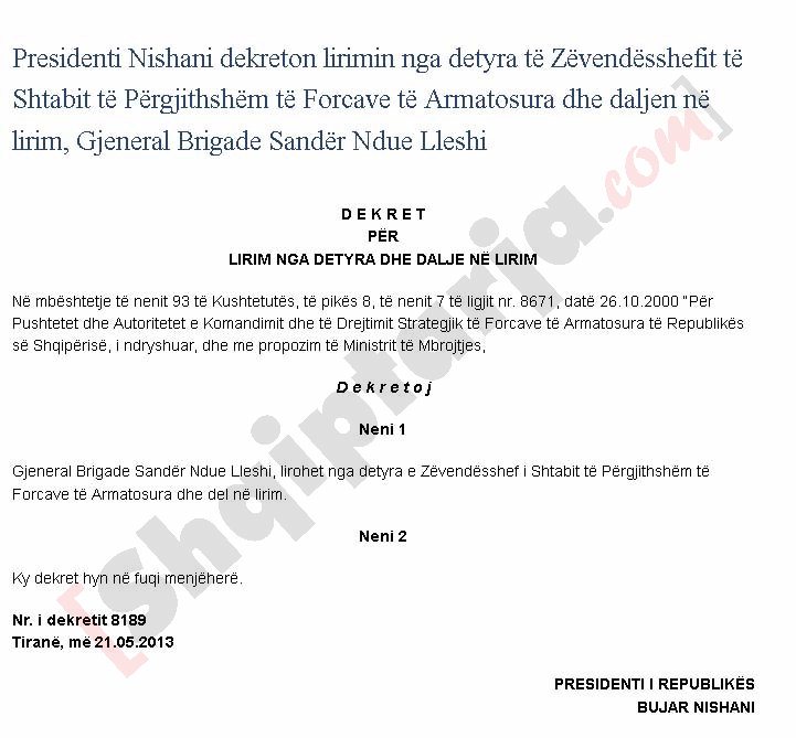 sander lleshi dekreti i shkarkimit 