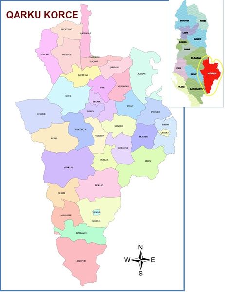 harta e qarkut korçë