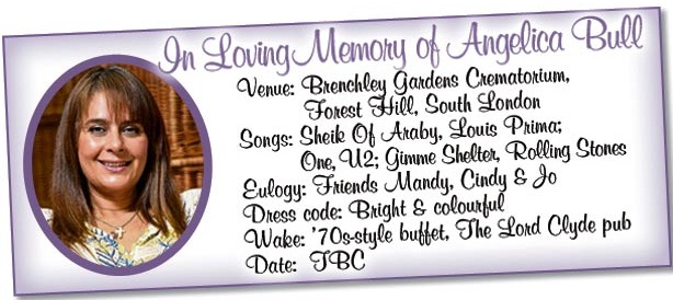 angelica bull, funeral, planifikim, britani