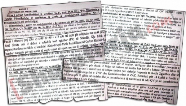 Faksimile e kërkesës ankimore së PR për akuzat e vjedhjes së votave nga PD në Shkodër me logo