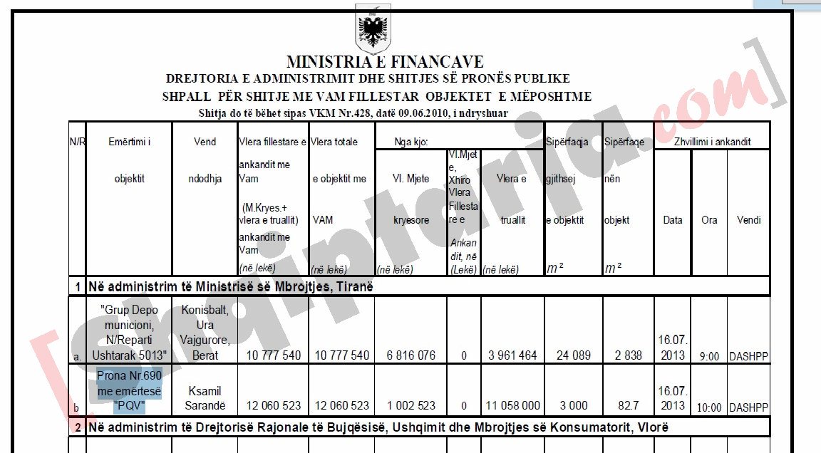 materiali ministria e mbrotjtjes