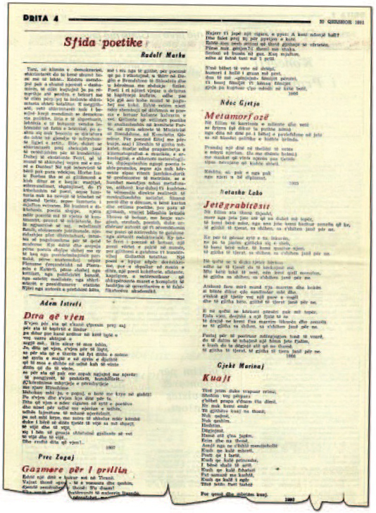Faksimile e një faqeje të gazetës Drita