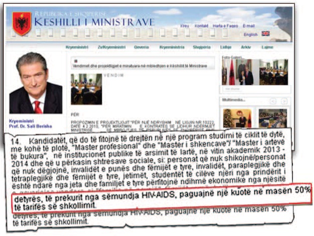 Faksimile e vendimit të djeshëm të qeverisë