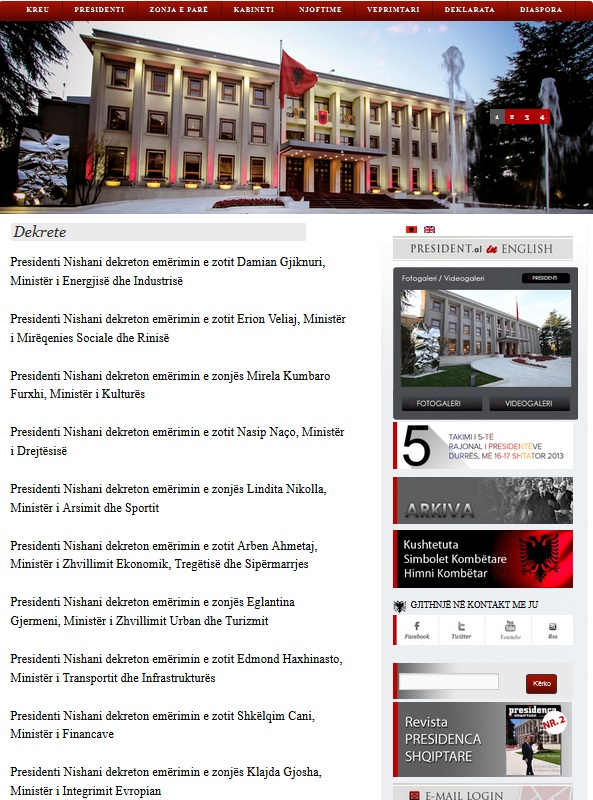 dekreti i nishanit per qeverine rama