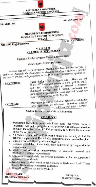 vendim gjykate,korrupsioni ne drejtesi