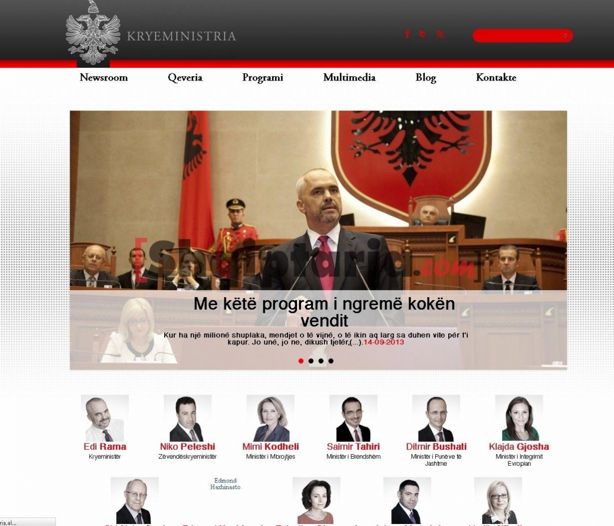 faqja e re e kryeministrise