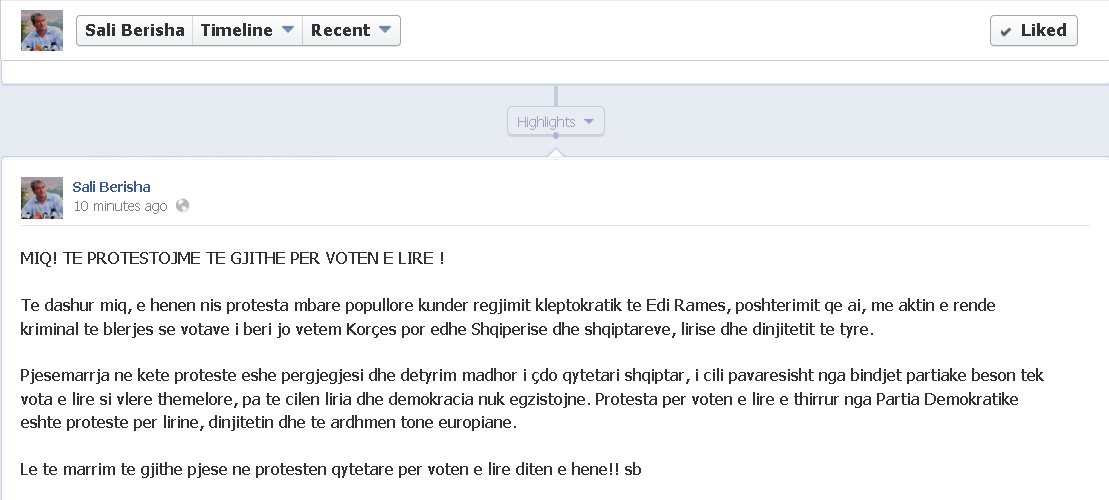 postimi i berishes ne facebook